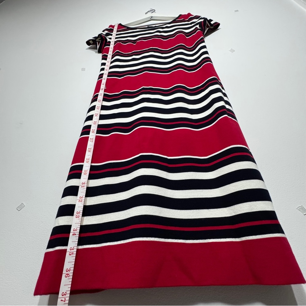 Banana Republic Red Black White Striped Short Sleeve‎ Sheath Dress Size 2 - Picture 9 of 12